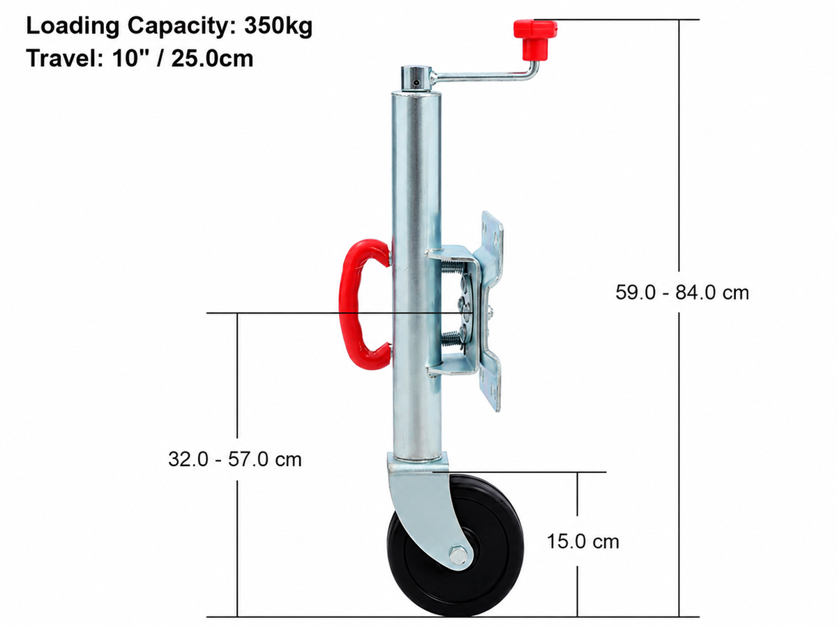 Trailer Jockey Wheel 48mm Heavy Duty Caravan Jockey Wheel with 6" Solid Rubber Wheel & Bracket 350kg Capacity
