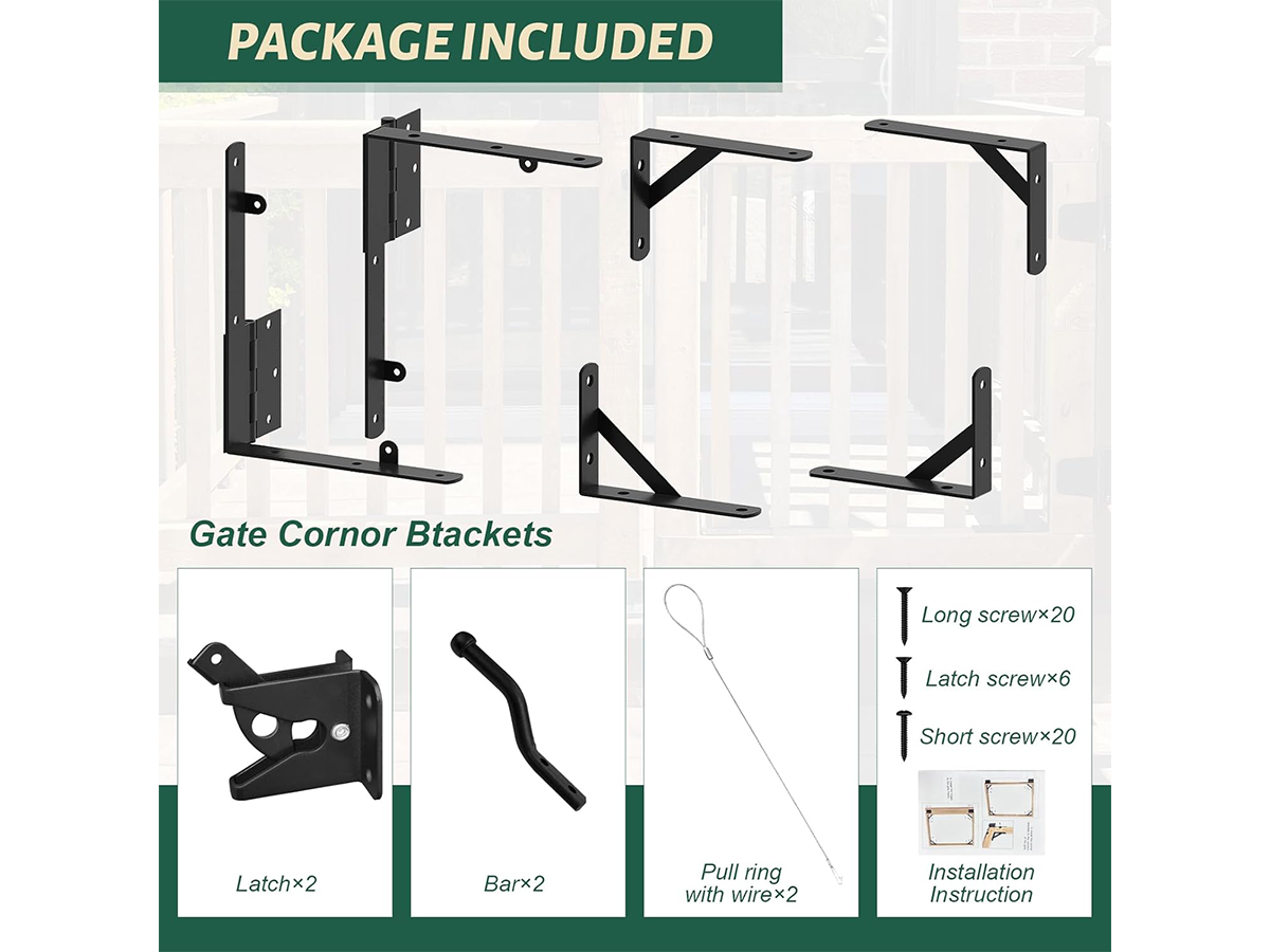 Fence Gate Assembly Kit Heavy Duty Anti Sag Gate Frame Hardware with Gate Latch