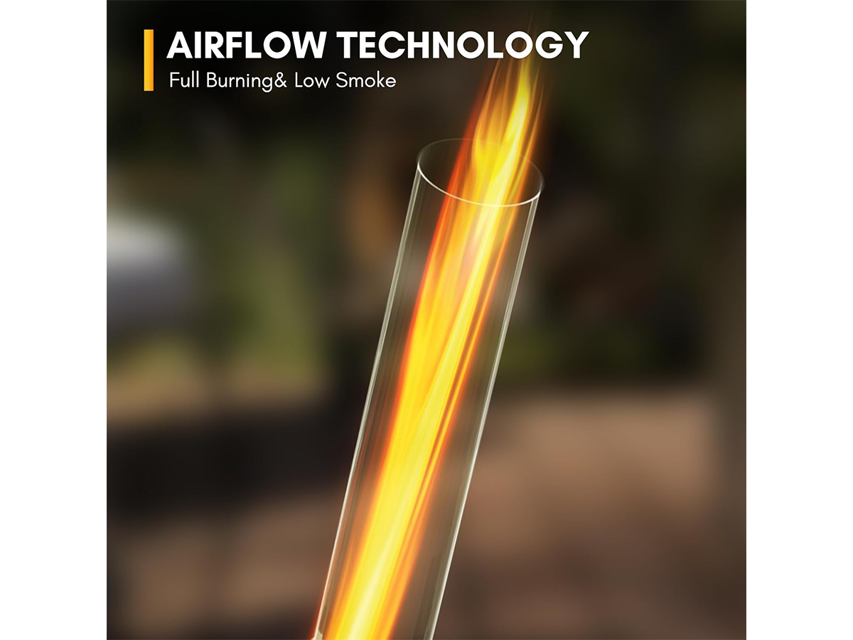 Wood Pellet Heater 58 Inch Smokeless Outdoor Pellet Patio Heater with Spiral Flame Glass Tube