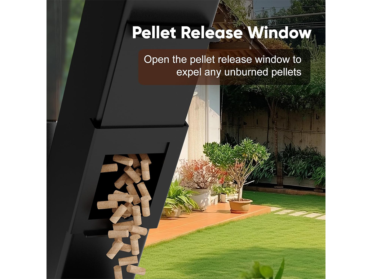 Wood Pellet Heater 58 Inch Smokeless Outdoor Pellet Patio Heater with Spiral Flame Glass Tube
