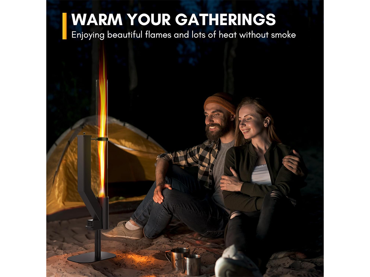 Wood Pellet Heater 58 Inch Smokeless Outdoor Pellet Patio Heater with Spiral Flame Glass Tube