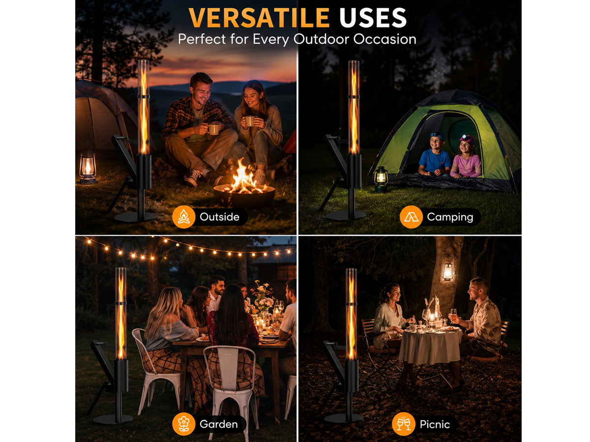 Wood Pellet Heater 58 Inch Smokeless Outdoor Pellet Patio Heater with Spiral Flame Glass Tube