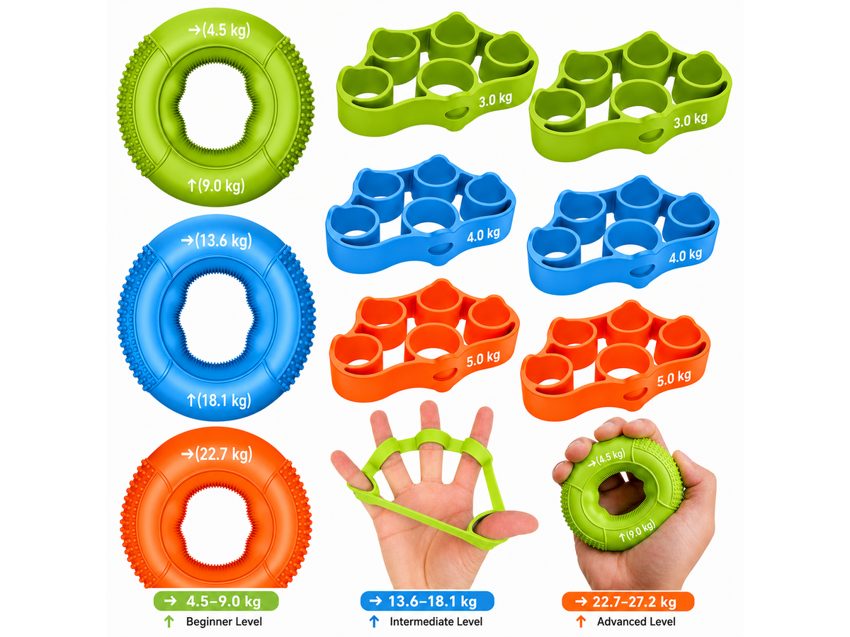 Hand Grip Strength Trainer 9 Piece Hand Grip & Finger Exerciser Forearm Strengthener Kit