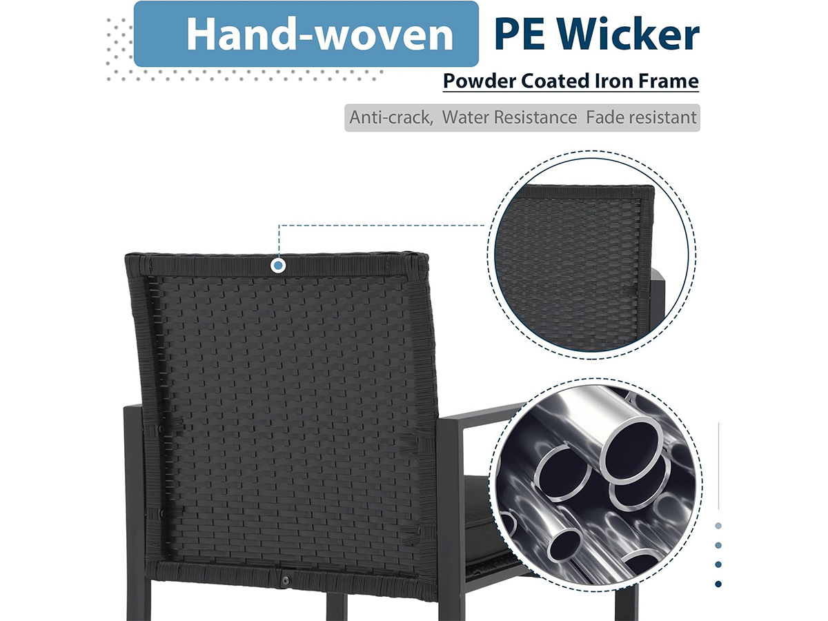 Outdoor Bistro Set Patio Furniture Wicker Chairs
