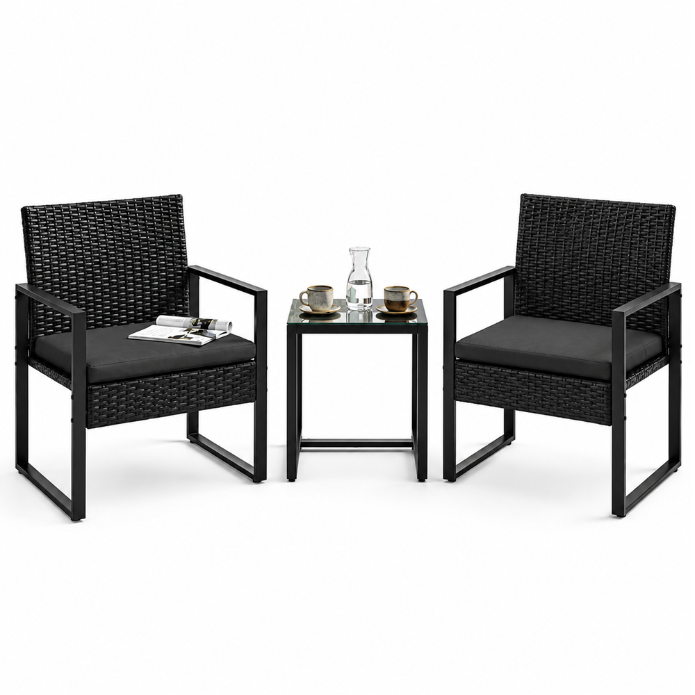Outdoor Bistro Set Patio Furniture Wicker Chairs
