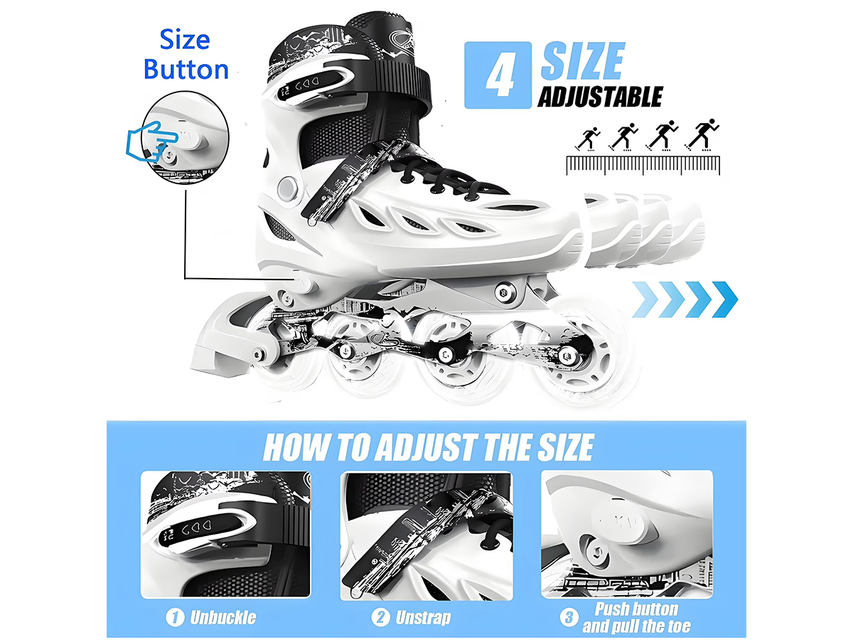 Adjustable Inline Skates Light Up Roller Blades