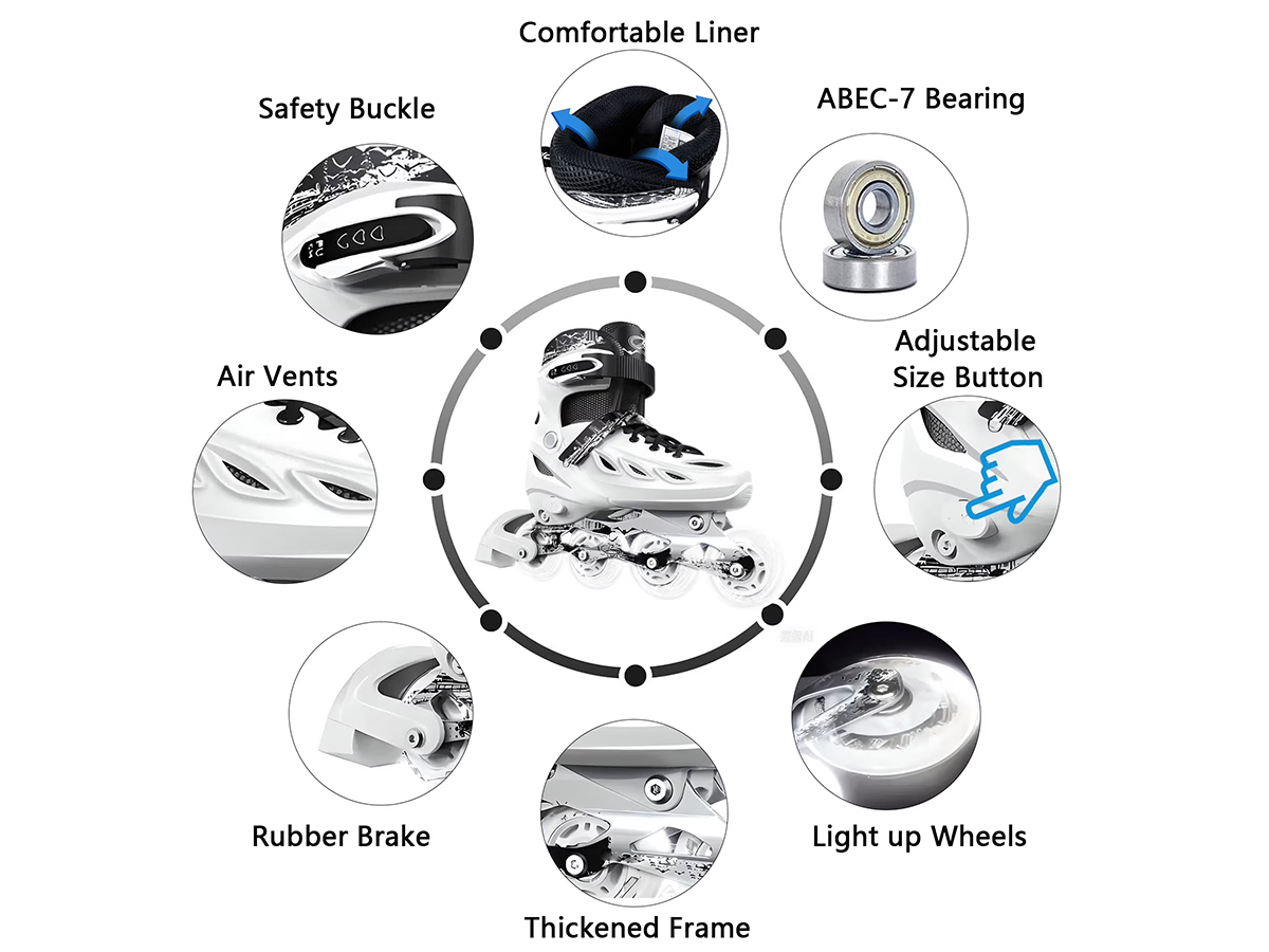 Adjustable Inline Skates Light Up Roller Blades