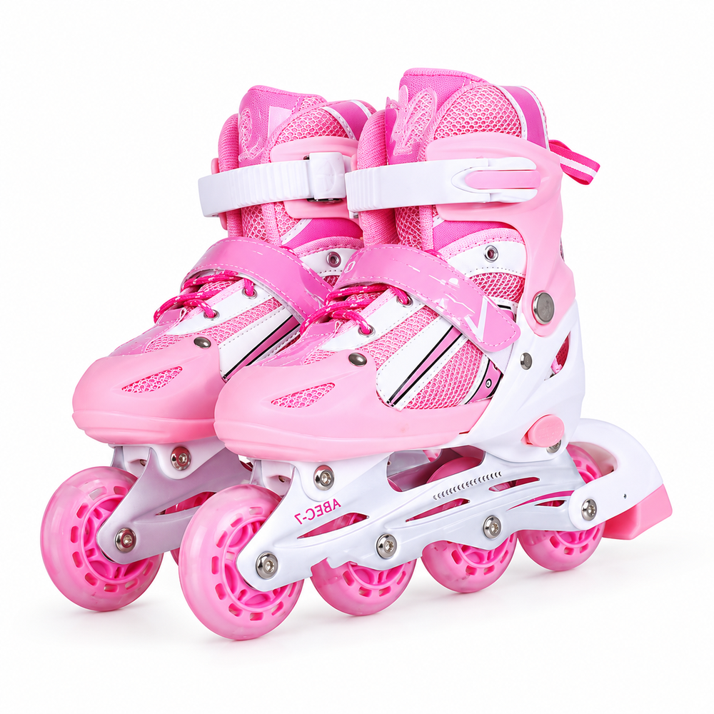 Adjustable Inline Skates with Light Up Wheels Roller Skates Pink Medium