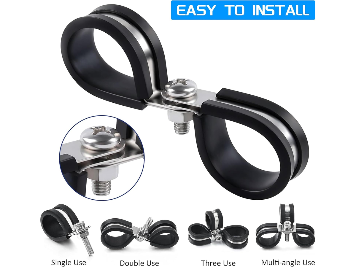 Rubber Lined P Clips with Storage Case Stainless Steel Cable Clamps