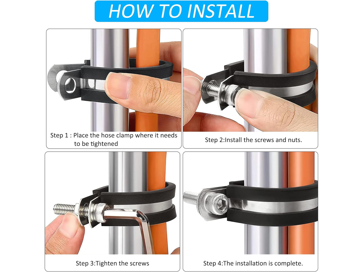 Rubber Lined P Clips with Storage Case Stainless Steel Cable Clamps
