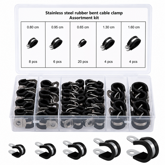 42PCS Rubber Hose Clamps Stainless Steel P Clips Assortment Kit