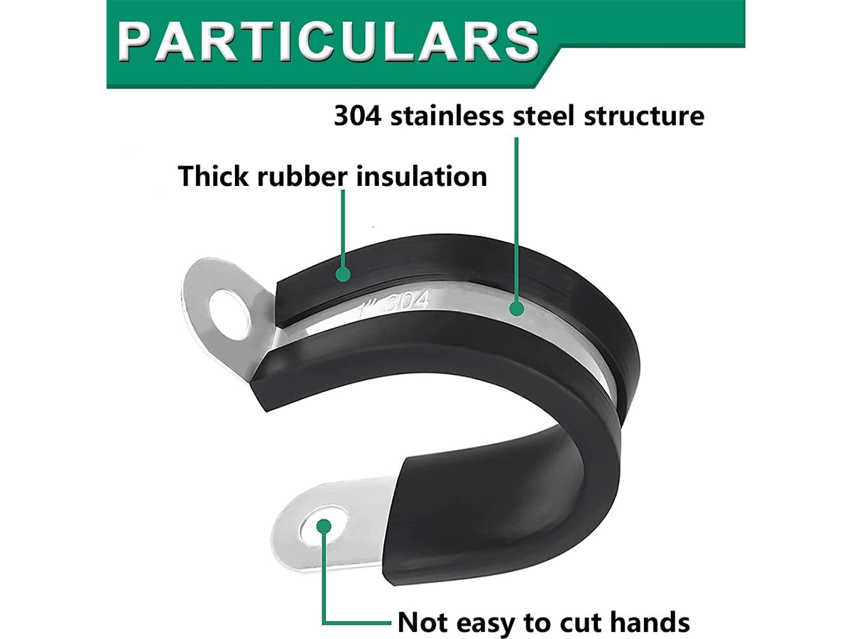 Stainless Steel Rubber Cable Clamps 110PCS Assortment Kit 10 Sizes Insulated P Clamps for Wire, Pipe & Hose Mounting