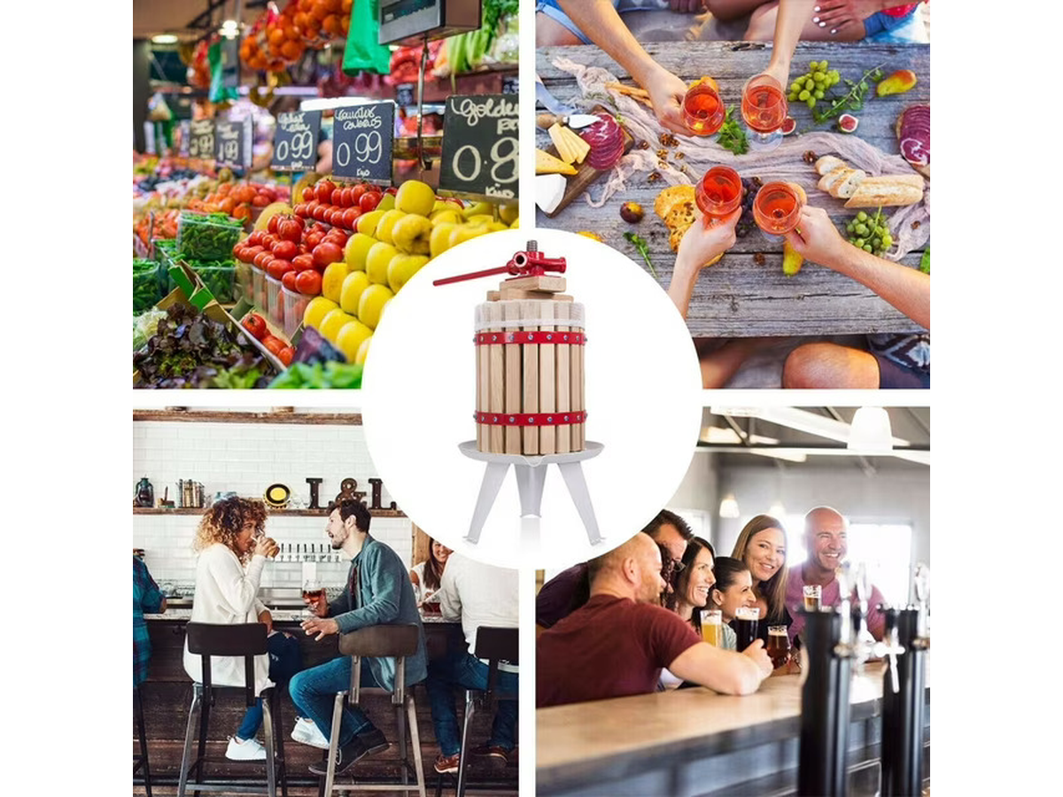 Fruit And Wine Press Machine 6L Manual Oak Wood Cider, Juice & Wine Press