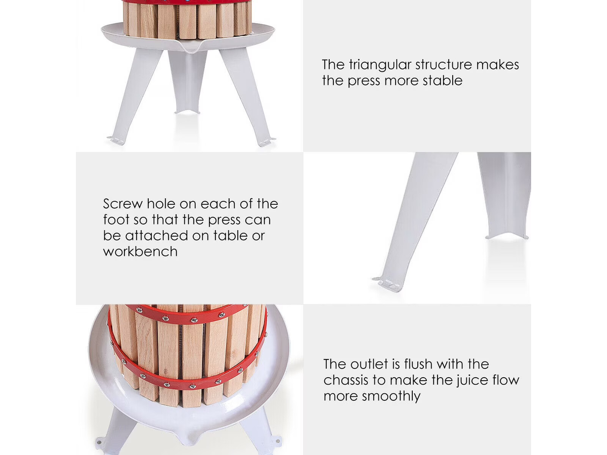 Fruit And Wine Press Machine 6L Manual Oak Wood Cider, Juice & Wine Press