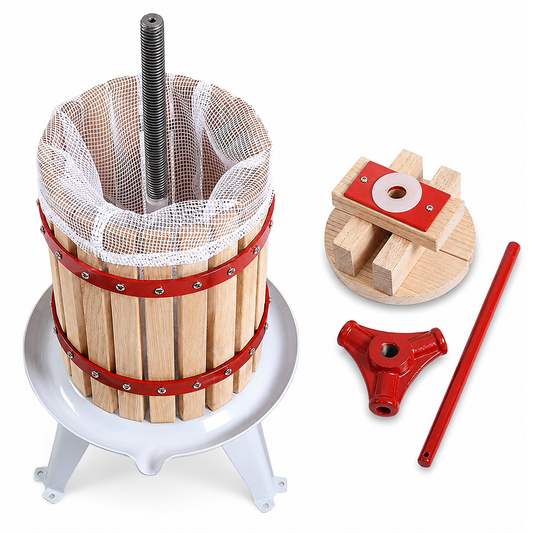 Fruit And Wine Press Machine 6L Manual Oak Wood Cider, Juice & Wine Press