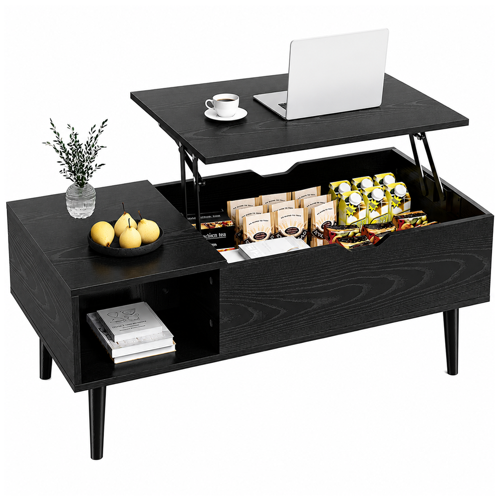 Lift Top Coffee Table with Hidden Storage Compartment and Adjustable Shelves