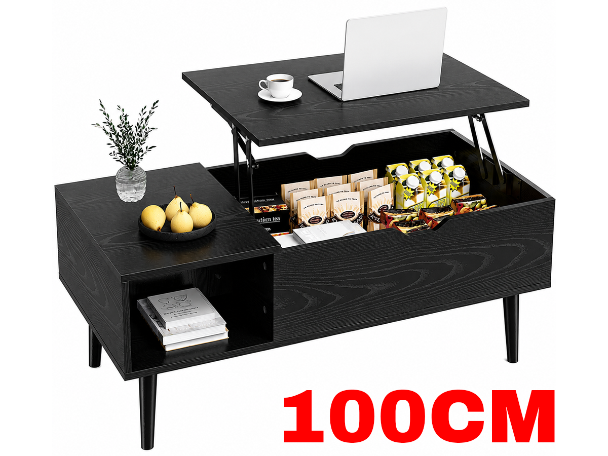 Lift Top Coffee Table with Hidden Storage Compartment and Adjustable Shelves