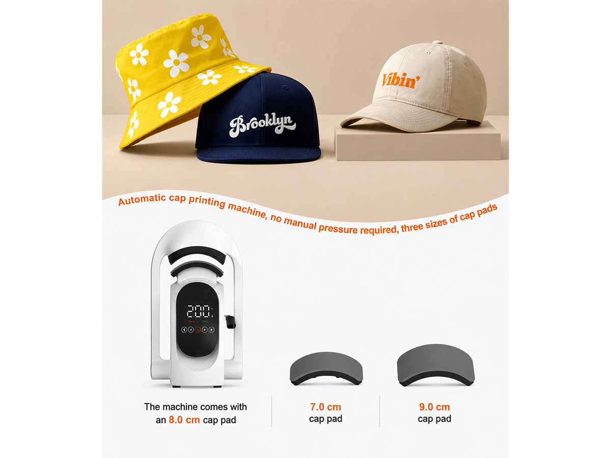 Heat Press Machine Automatic Hat Press with Touchscreen and Two Cap Platens