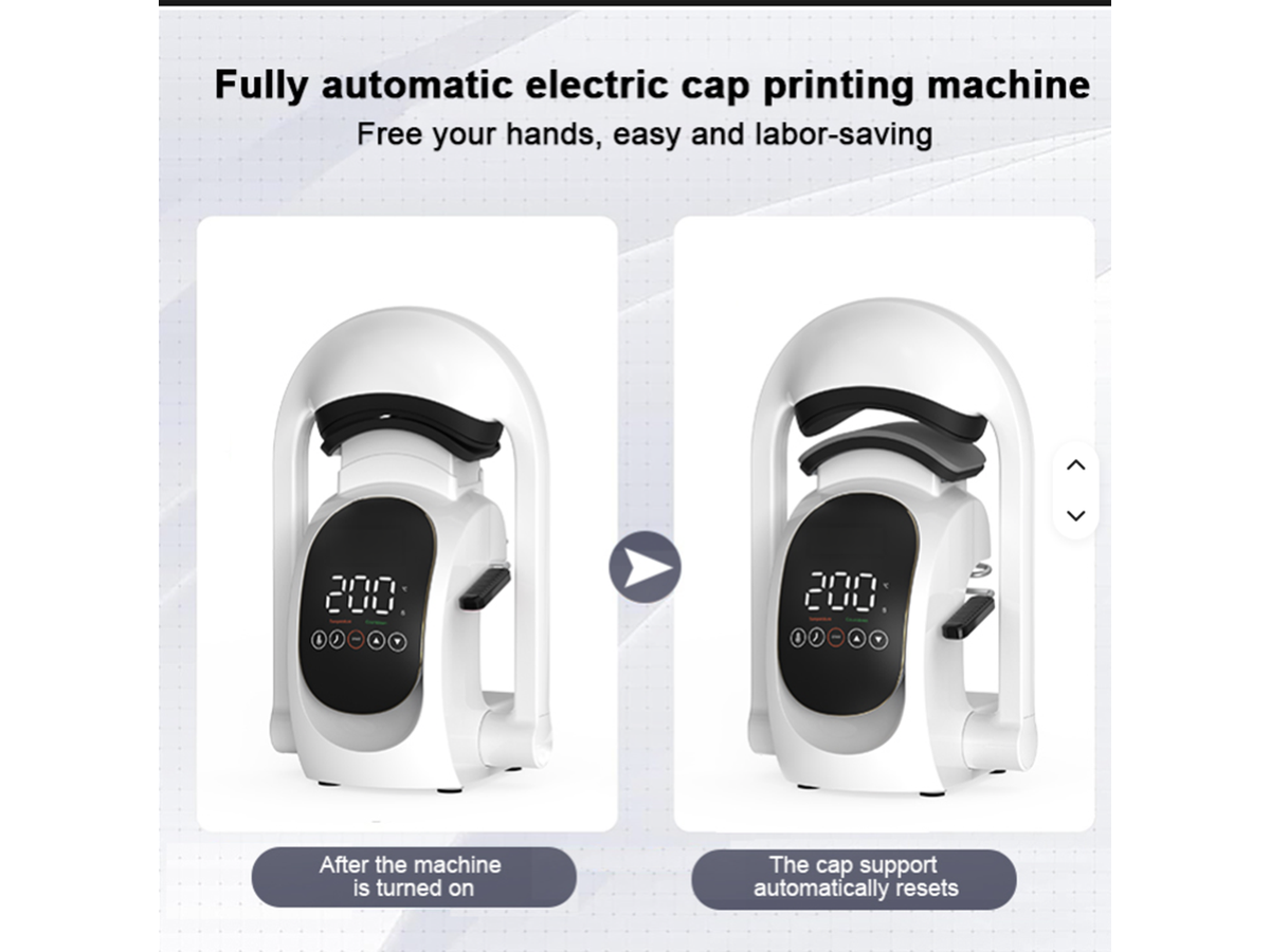 Heat Press Machine Automatic Hat Press with Touchscreen and Two Cap Platens