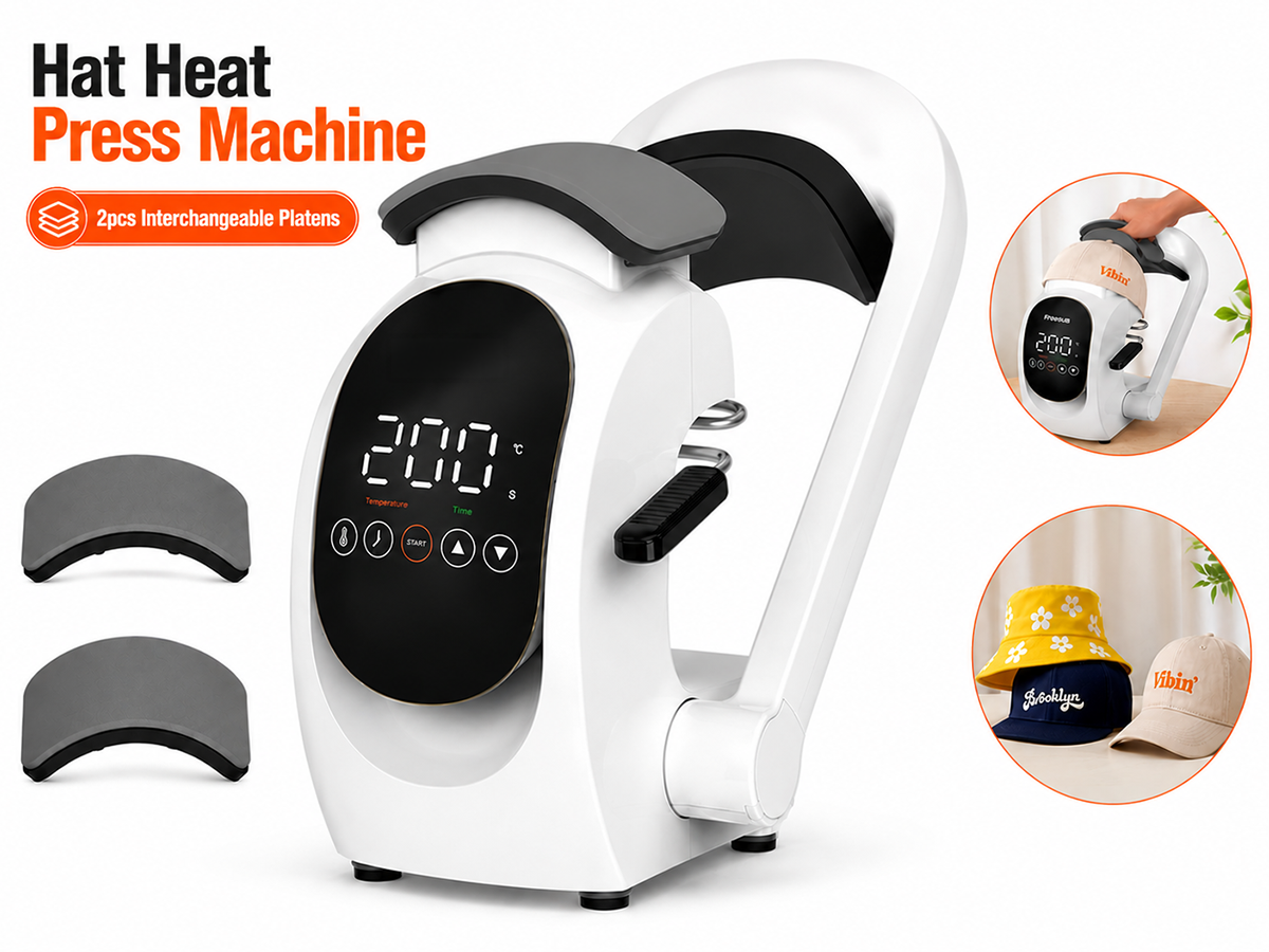 Heat Press Machine Automatic Hat Press with Touchscreen and Two Cap Platens