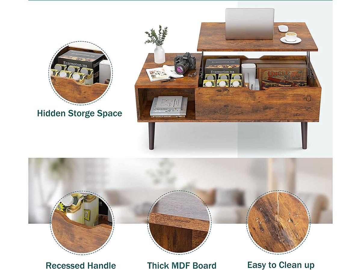 Coffee Table with Lift Top and Hidden Storage