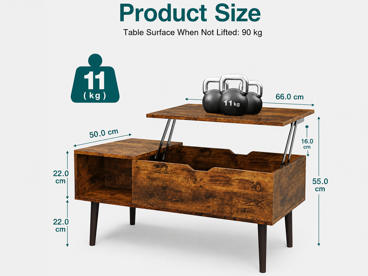 Coffee Table with Lift Top and Hidden Storage