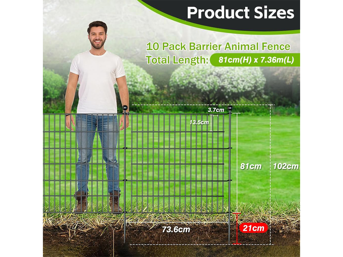10 Pack Metal Garden Barrier Fence No Dig Garden Fence for Yard