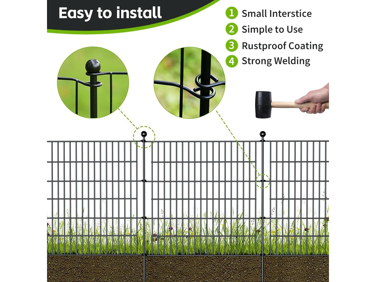 10 Pack Metal Garden Barrier Fence No Dig Garden Fence for Yard