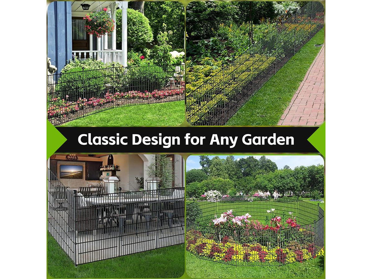 10 Pack Metal Garden Barrier Fence No Dig Garden Fence for Yard