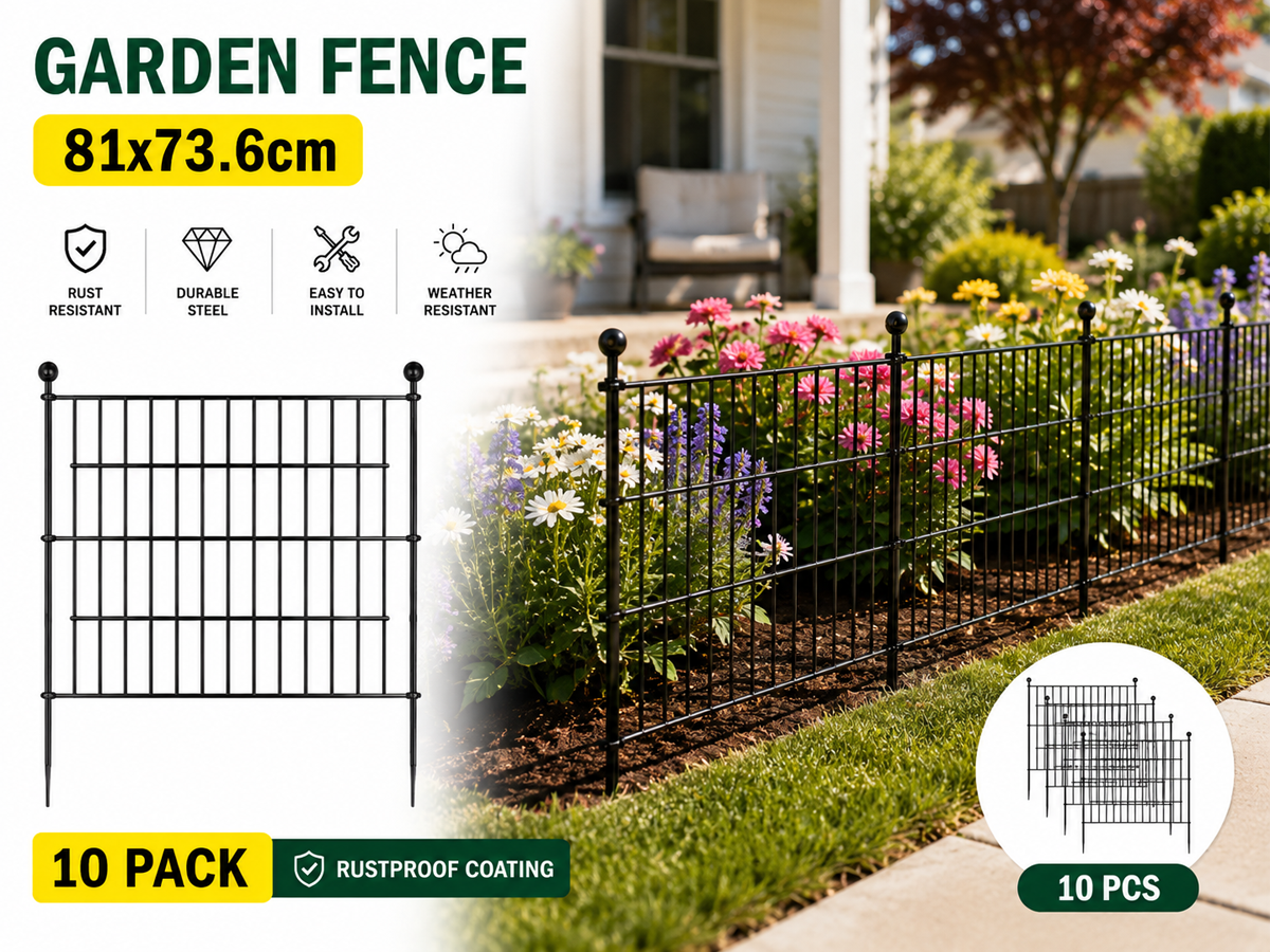 10 Pack Metal Garden Barrier Fence No Dig Garden Fence for Yard