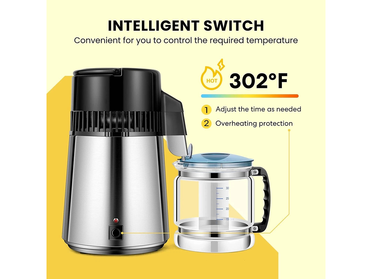 Water Distiller Distilled Water Maker 4L Countertop Stainless Steel Water Purifier