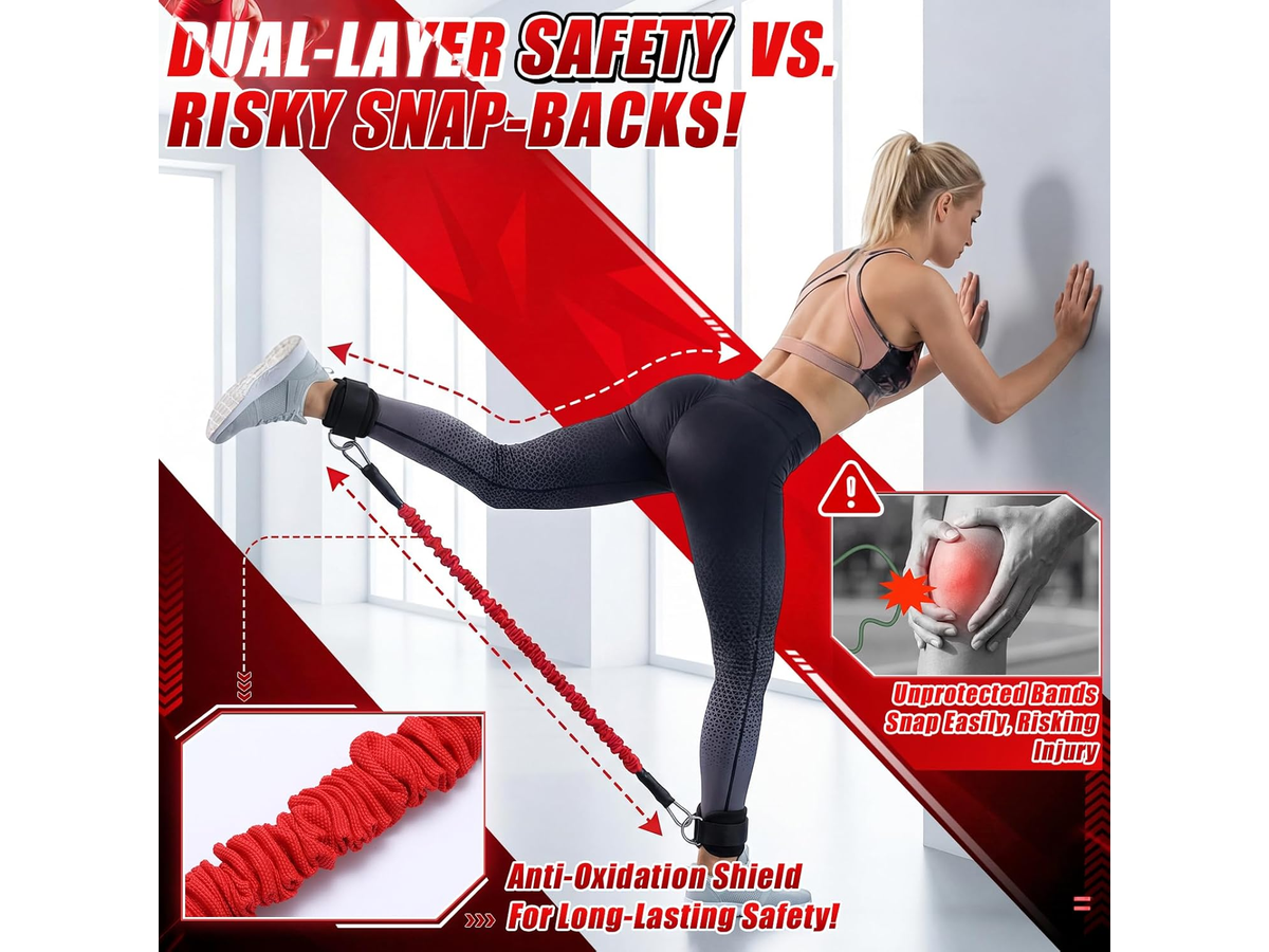 Ankle Resistance Band with Ankle Cuffs for Glute & Leg Workouts