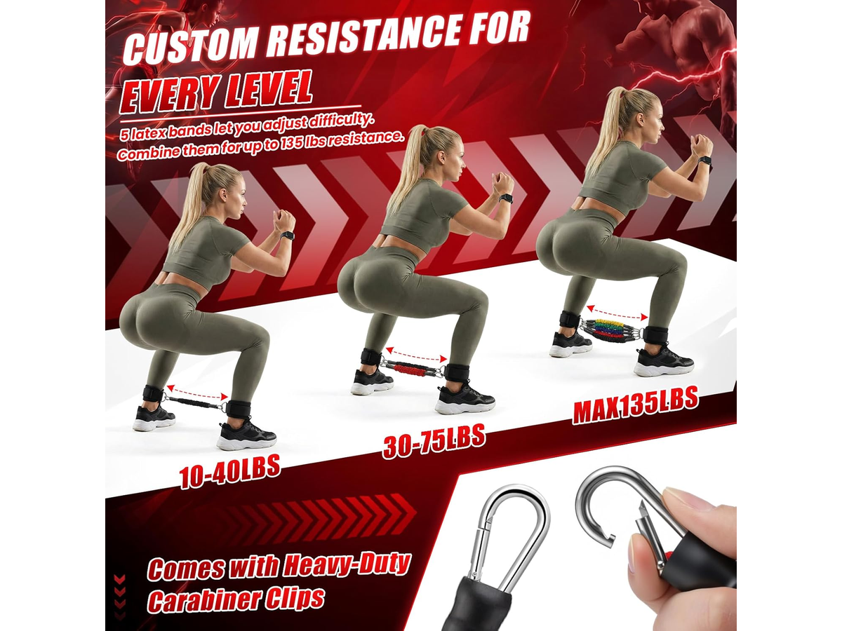 Ankle Resistance Band with Ankle Cuffs for Glute & Leg Workouts