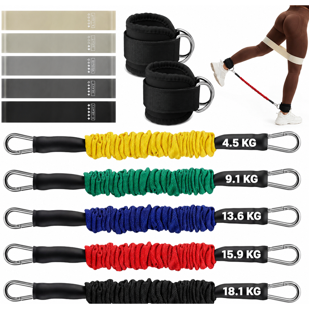 Ankle Resistance Band with Ankle Cuffs for Glute & Leg Workouts
