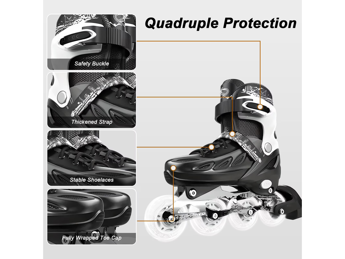 Adjustable Inline Skates Light Up Roller Blades