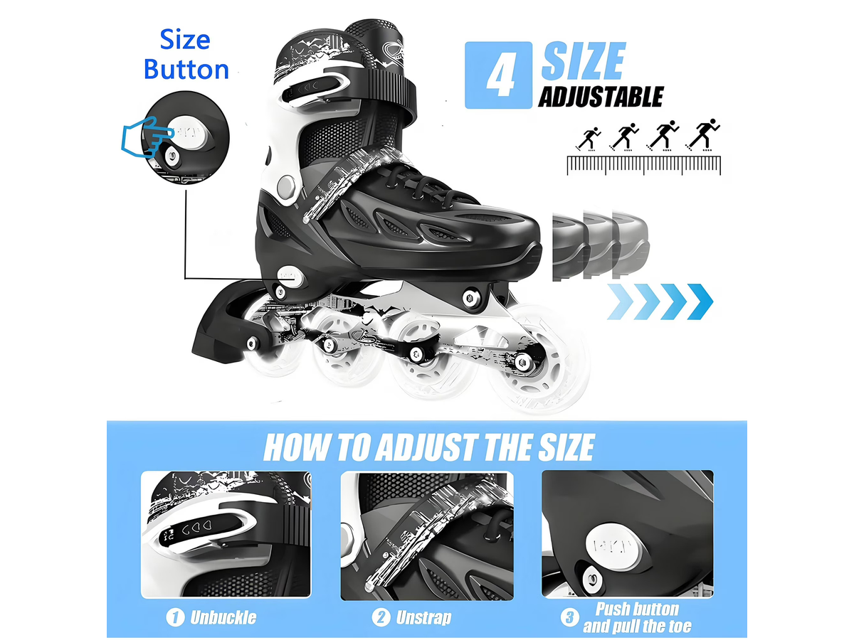 Adjustable Inline Skates Light Up Roller Blades