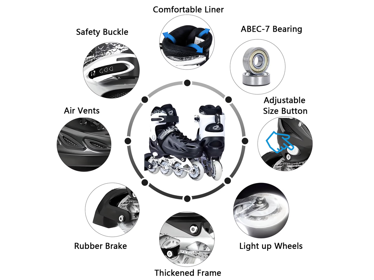 Adjustable Inline Skates Light Up Roller Blades