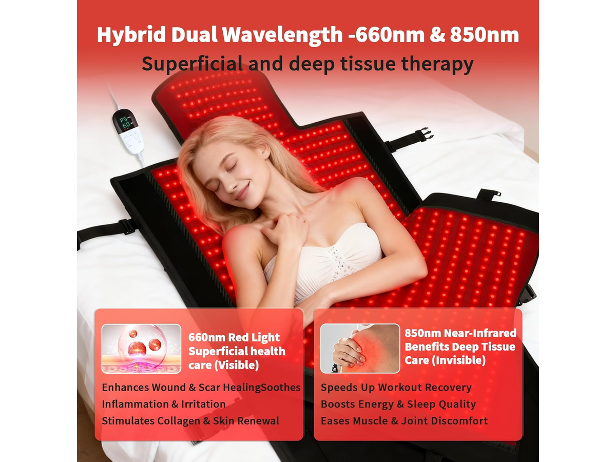 Red Light Therapy Mat Full Body LED Light Mat with 660nm & 850nm