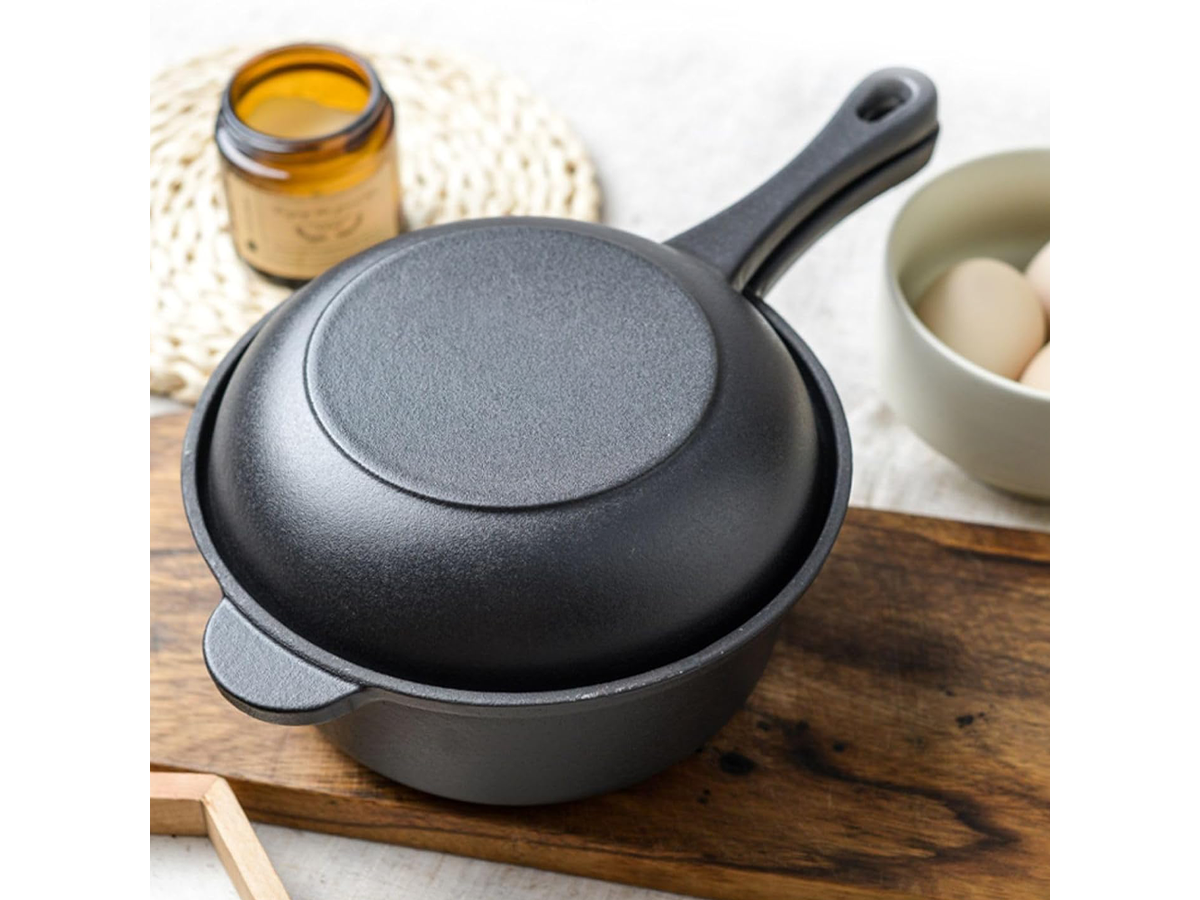 Cast Iron Saucepan with Lid 7 Inch Small Cooking Pot
