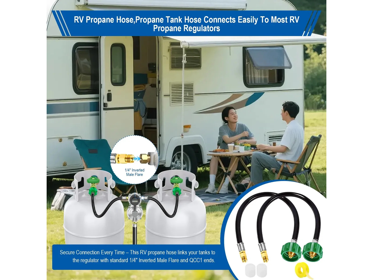 RV Propane Hose Dual Tank Connector 2 Pack