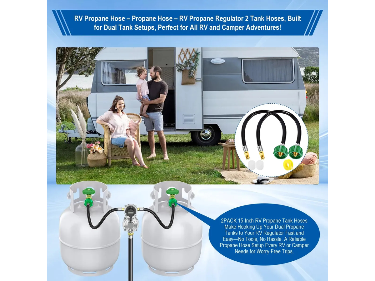 RV Propane Hose Dual Tank Connector 2 Pack