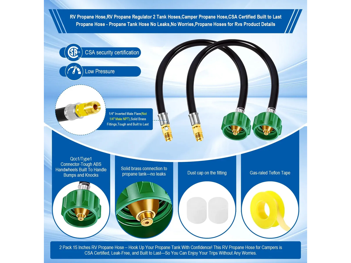 RV Propane Hose Dual Tank Connector 2 Pack