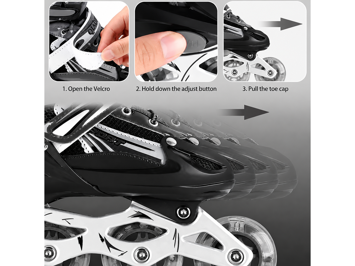 Adjustable Inline Skates with Light Up Wheels
