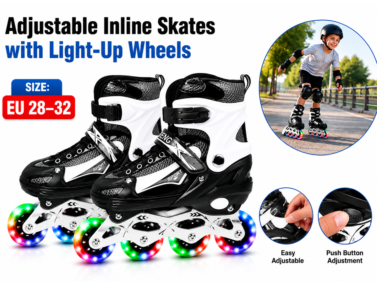 Adjustable Inline Skates with Light Up Wheels