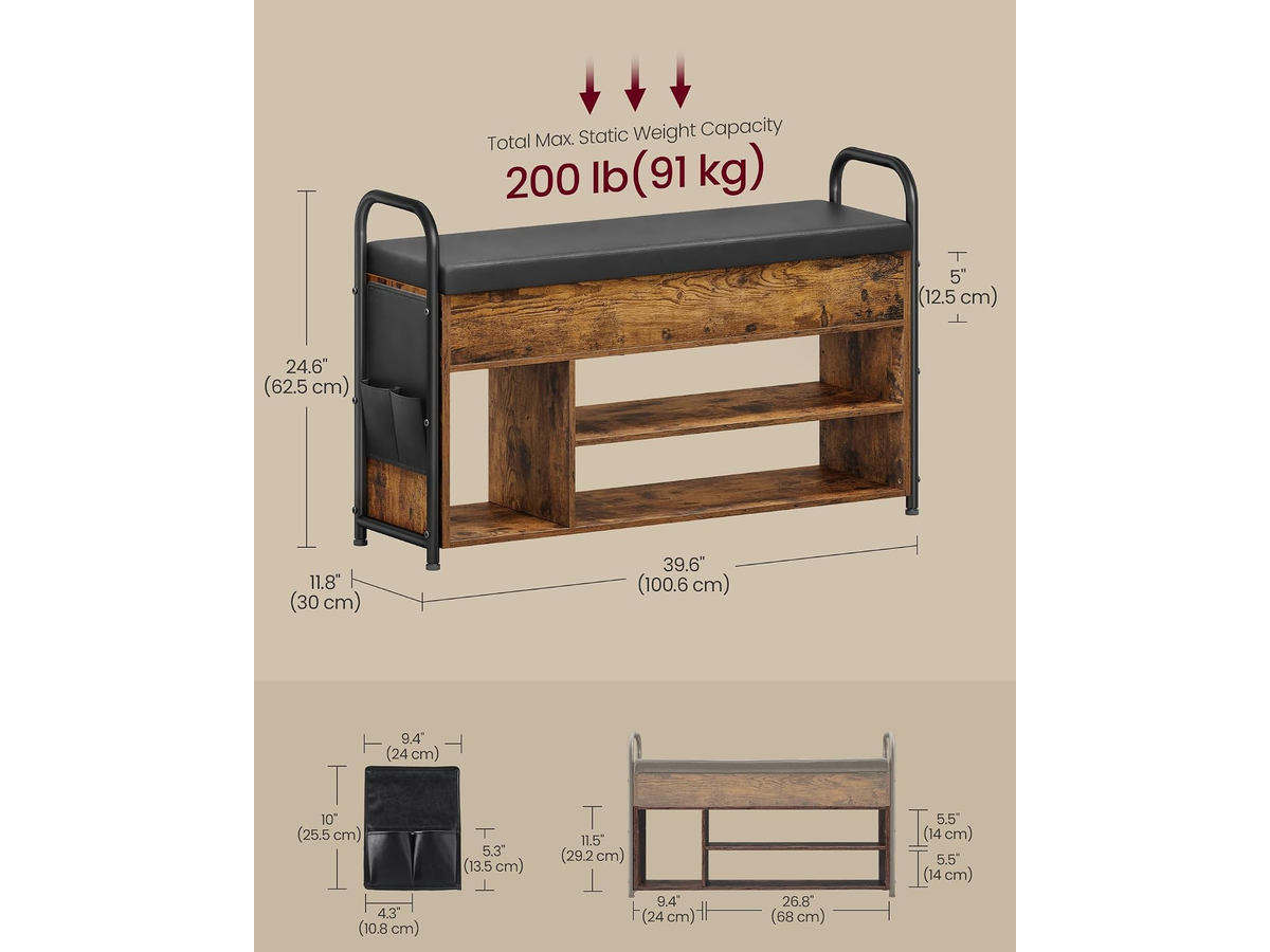 Shoe Storage Bench Entryway Shoe Rack with Storage Compartment