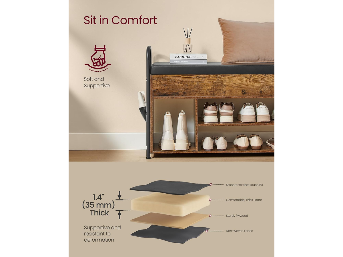 Shoe Storage Bench Entryway Shoe Rack with Storage Compartment