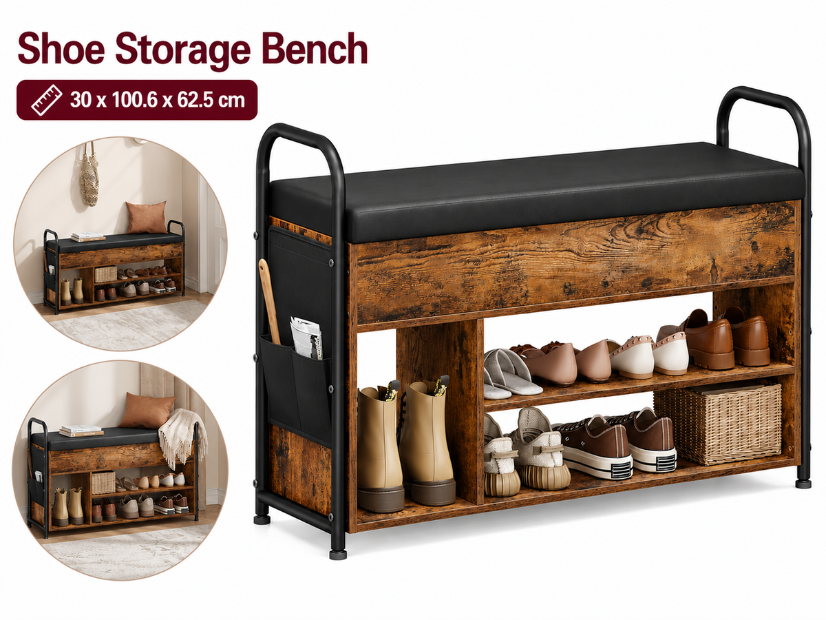 Shoe Storage Bench Entryway Shoe Rack with Storage Compartment