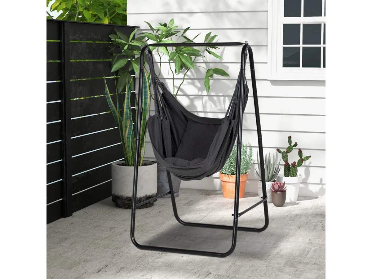 Hammock Chair Stand with Hanging Chair Foldable Heavy Duty Metal Frame