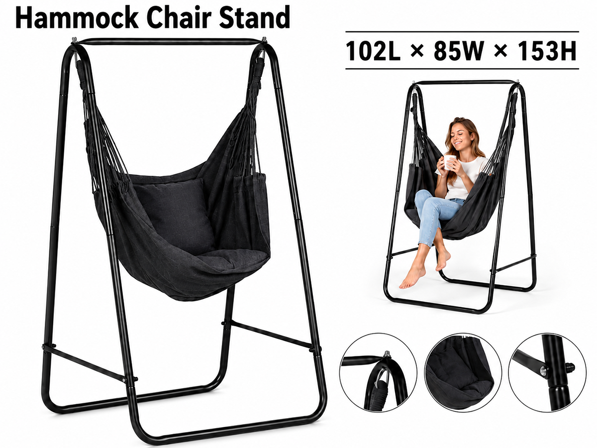 Hammock Chair Stand with Hanging Chair Foldable Heavy Duty Metal Frame