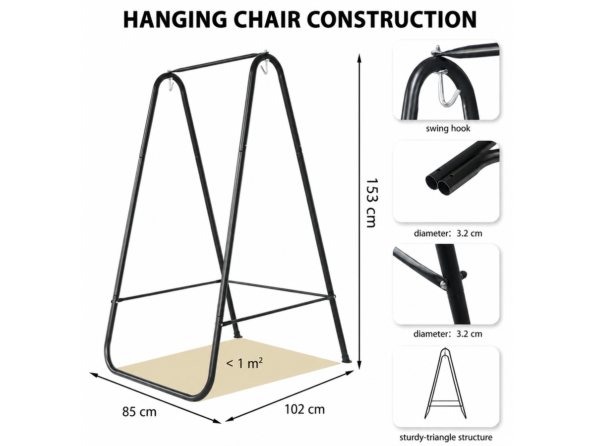 Hammock Chair Stand with Hanging Chair Foldable Heavy Duty Metal Frame